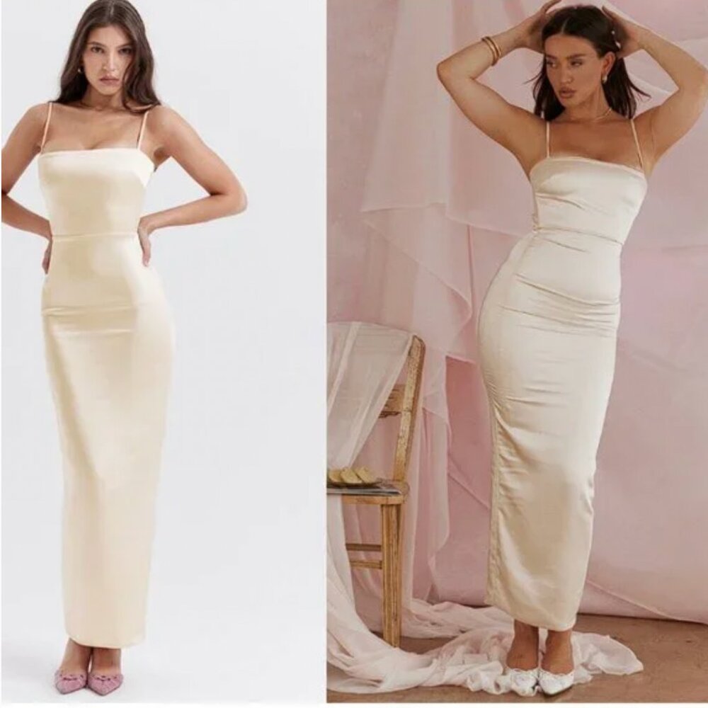 HOUSE OF CB 'Costanza' Vintage Cream Maxi Dress NWOT
